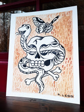 Load image into Gallery viewer, Snake and Skull 11x14 Wall art print
