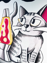Load image into Gallery viewer, Kitty and Lava Lamp 8x10 Wall art print

